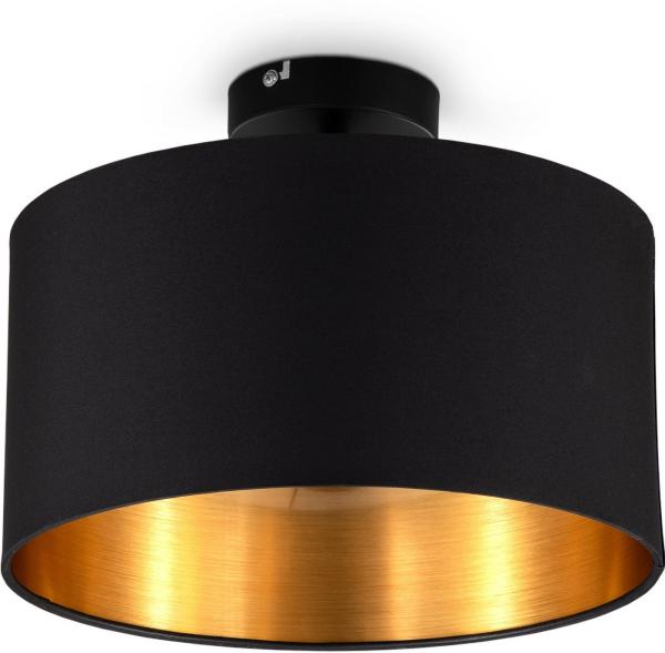 B.K.Licht Deckenleuchte Stoffdeckenlampe E27 Ø30 cm Schwarz-Gold - BKL1420, 1-flammig Ø30cm 60W Wohnzimmer