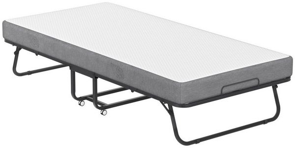 FIVMEN Gästebett Klappbett Metall Bettgestell mit 13 cm Dicker Matratze Reisebett Metallbettrahmen mit Rollen Metallbett Faltbare Bett