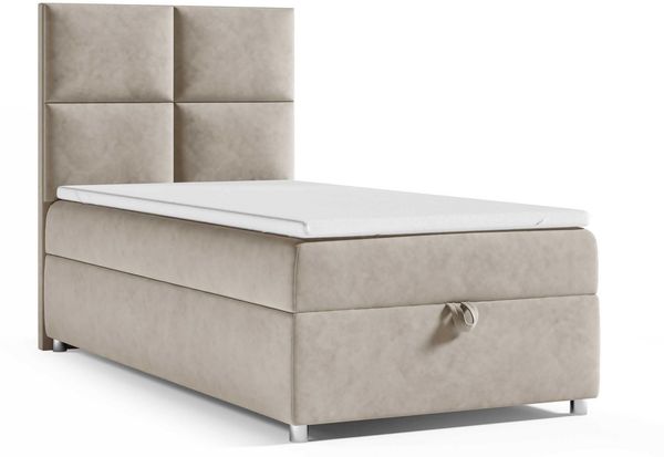 Best for Home Boxspringbett K2 SINGLE mit Bettkasten mit Lieferung, Aufbau & Entsorgung (Beige 100x200)