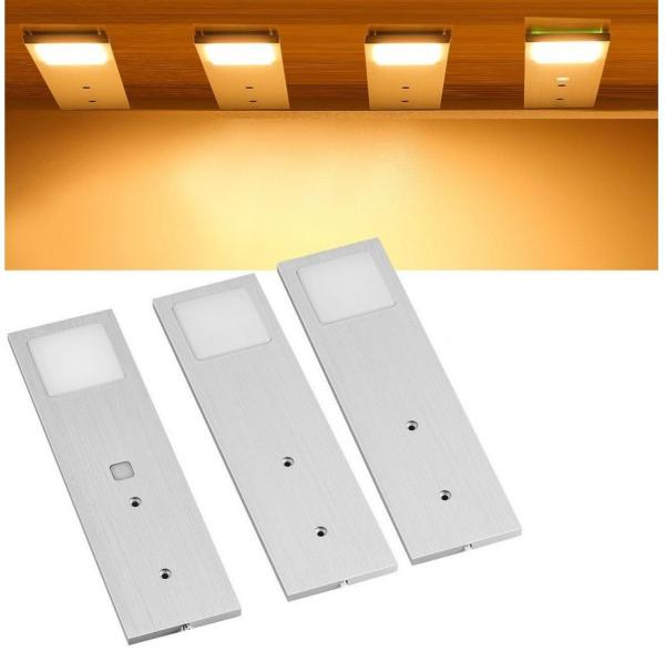 LETGOSPT LED Unterbauleuchte LED Unterbauleuchten Silber 5W- Sehr Flache Küchenleuchte, LED fest integriert, Warmweiß, Aluminium Einbaustrahler Einbauspot,Leuchte mit Touch-Dimmfunktion Bild 1