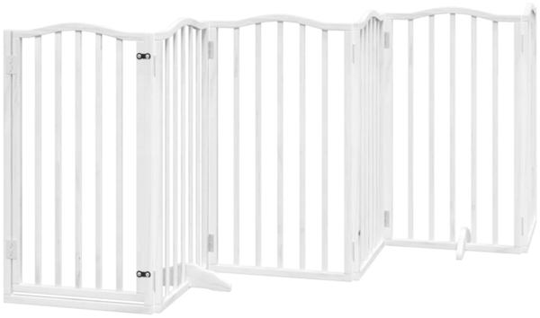 vidaXL 6-tlg. Hundetor mit Tür Faltbar Weiß 300 cm Pappelholz 352215