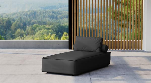 Chaiselongue Sezlong Polsterliege SUMMER wetterfester Stoff NXL Schwarz