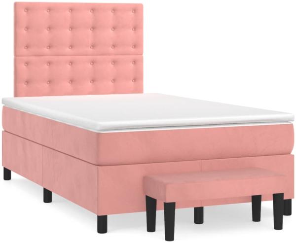 vidaXL Boxspringbett mit Matratze Rosa 120x190 cm Samt 3270498