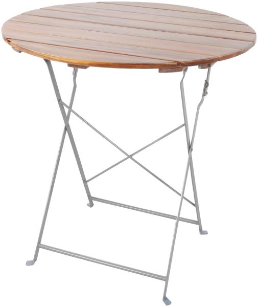 Biergarten Tisch Klapptisch Gartentisch Stehtisch klappbar Akazie Stahl Ø80cm