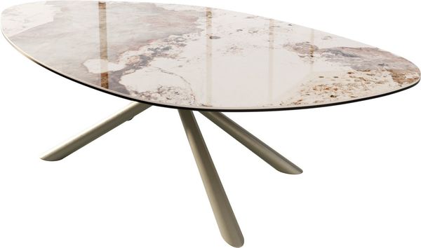 DELIFE Couchtisch Edge, Organisch 140x76 cm Keramik Minas Melange Sarity Metall Effektfinish T