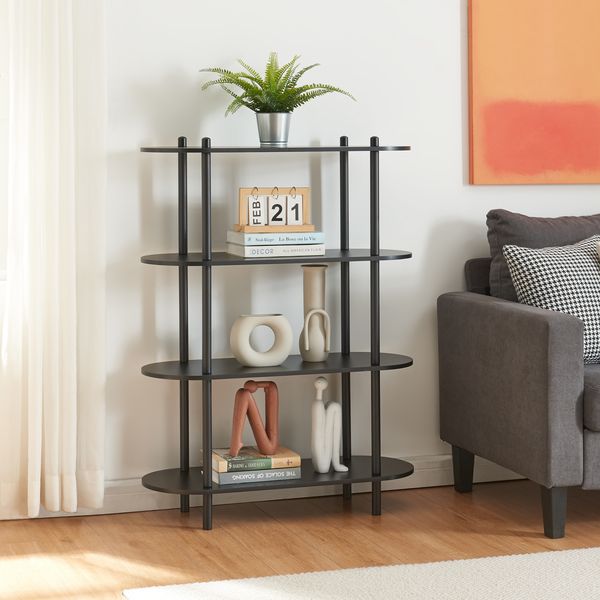 Bücherregal Øvre 108x80x30 cm 4 Ablagen Schwarz [en. casa]