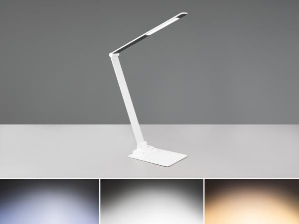 LED Schreibtischleuchte TRAVIS mit USB Ladefunktion, Weiß, Höhe 71cm