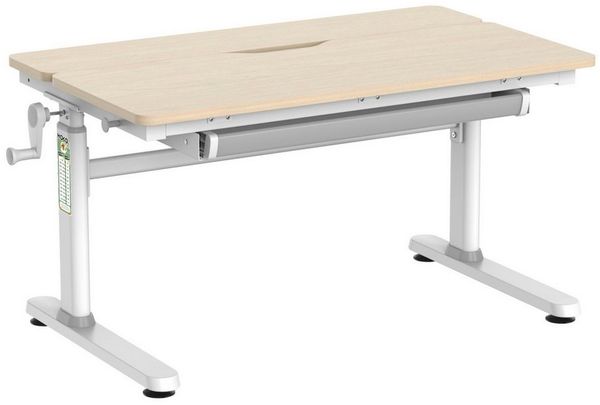 HOKO Kinderschreibtisch Ergo Jugend Schreibtisch höhenverstellbar 54-76 cm, 100x60 cm (ergonomischer Computertisch mit neigbarer Tischplatte (0-50) & Schublade, stabil & belastbar bis 100 kg, Weiß, Holzfarben)