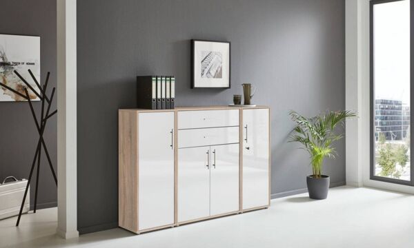 BMG Möbel Aktenschrank Tabor (Set 16, Büroschrank mit Metallgriffen) rechte Tür abschließbar, Made in Germany