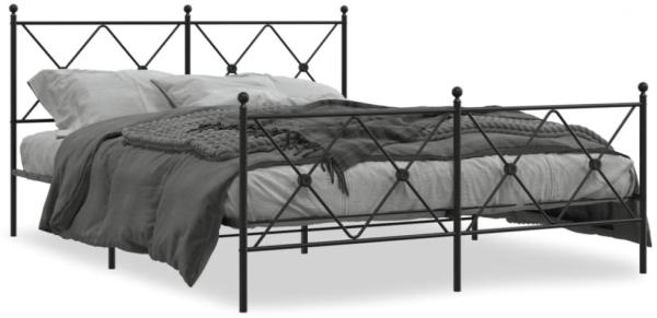 vidaXL Metallbett ohne Matratze mit Fußteil Schwarz 160x200 cm 376523