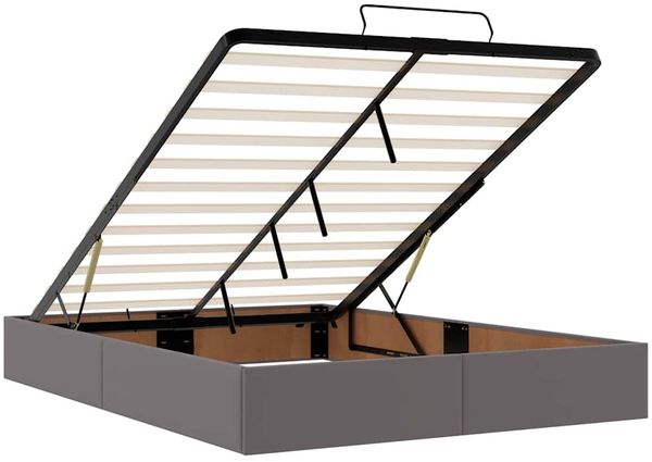 vidaXL Ottoman-Bett mit Matratzen & LEDs Grau 140x200 cm Kunstleder 3312160 Bild 11