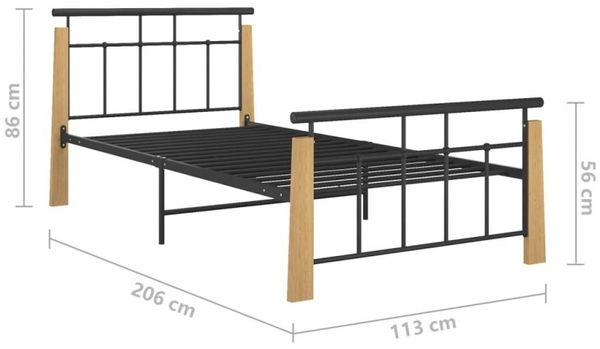 vidaXL Bettgestell Metall und Massivholz Eiche 100x200 cm [324898] Bild 7