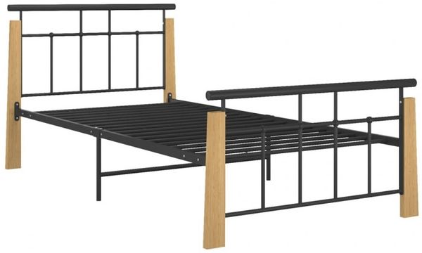 vidaXL Bettgestell Metall und Massivholz Eiche 100x200 cm [324898] Bild 9