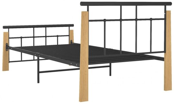 vidaXL Bettgestell Metall und Massivholz Eiche 100x200 cm [324898] Bild 12