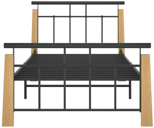 vidaXL Bettgestell Metall und Massivholz Eiche 100x200 cm [324898] Bild 3