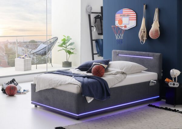 meise.möbel Polsterbett CIRCLE inkl. LED-Beleuchtung & USB-Anschluss, wahlweise mit Bettkasten, erhältlich in den Breiten 90cm, 120cm & 140cm