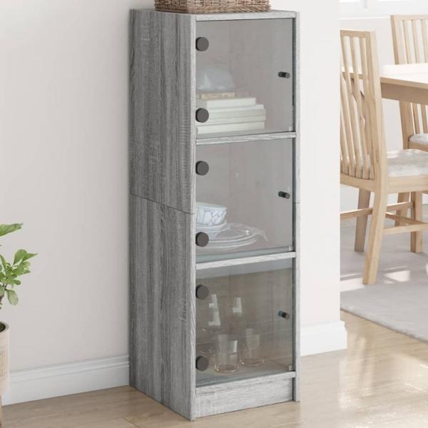 vidaXL Highboard mit Glastüren Grau Sonoma 35x37x109 cm 836390