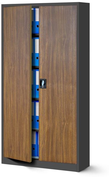 Jan Nowak Aktenschrank Metall Büroschrank abschließbar 90 cm JAN 4 Böden Stahl (Pulverbeschichtet 0,6 mm Wandmontage möglich PZH-zertifiziert) Ordnerschrank 50 Ordner Schloss 2 Schlüssel robust 13 Farben