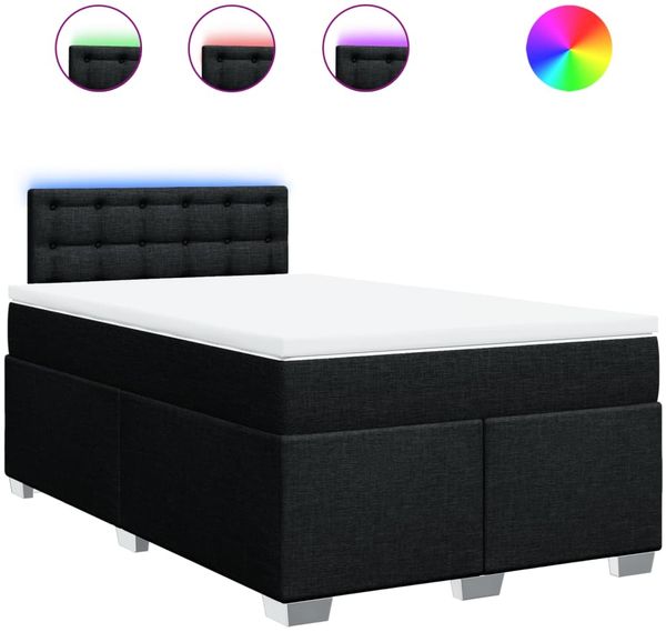 vidaXL Boxspringbett mit Matratze Schwarz 120x190 cm Stoff 3288143 Bild 2
