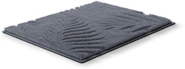 Grund Badematte Ferya, Höhe 20 mm, rutschhemmend beschichtet, fußbodenheizungsgeeignet, Polyester, rechteckig, Dezentes Blattmuster mit Hoch-Tief-Struktur, 5 Jahre Garantie