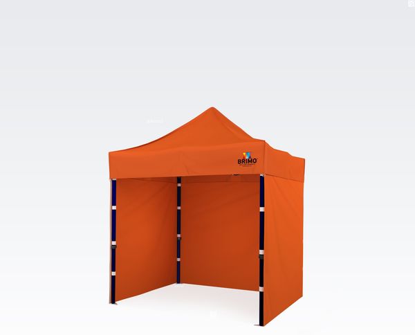 Expresszelt 2×2 m mit 3 Wänden: klappbarer Stahlpavillon für den Garten - mit 3 Wänden - Orange
