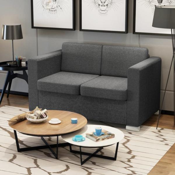 vidaXL 2-Sitzer Sofa Stoff Dunkelgrau [243583]