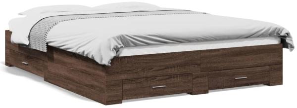 vidaXL Bettgestell mit Schubladen Braun Eichen-Optik 160x200 cm 3280376
