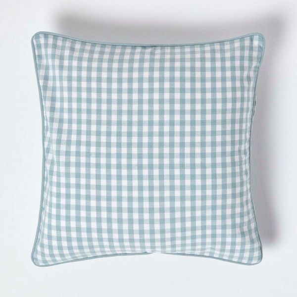 Homescapes Kissenhülle Gingham-Kissenbezug aus Baumwolle, 30x50 cm, blau