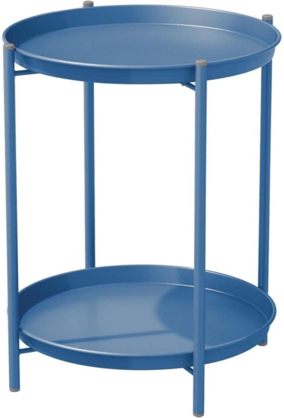 Runder Beistelltisch 2 Ebenen Wohnzimmer Schlafzimmer Garten 45x45x53cm Blau