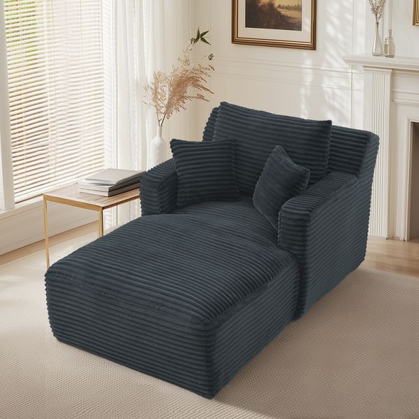 1-Sitzer Schlafsofa H 82 x T 100 x B 166 cm aus Cord in Dunkelgrau, Chaiselongue & Relaxsessel
