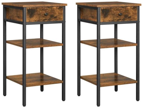 Vasagle Nachttisch (2-St), mit einer Schublade und 2 Ablagen, Höhe 70 cm