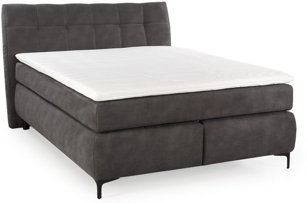 Boxspringbett 140x200cm Bonell-Federkernmatratze H2 Topper Mikrofaser Dunkelgrau