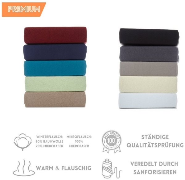 Hometex Premium Textiles Spannbettlaken aus Mikroflausch oder Teddyflausch - Bettlaken extra warm & kuschelig, Gummizug: Rundum, viele Größen und Farben in Premium Qualität Bild 2