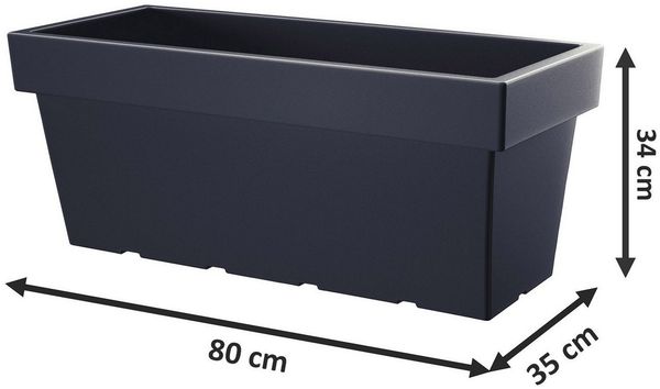 Spetebo Blumenkasten XXL Kunststoff Blumenkasten anthrazit 80 x 35 cm (Packung, 1 tlg), Pflanz Blumen Kübel