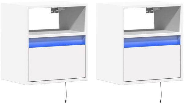 vidaXL TV-Wandschränke mit LED-Beleuchtung 2 Stk. Weiß 41x31x45 cm 852314 Bild 3