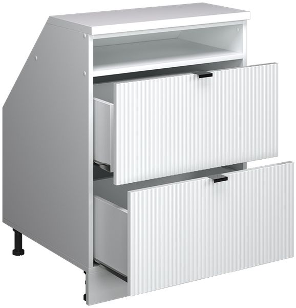 Dachschrägenschrank Rion Weiß Riffel 60 x 81.6 cm mit 2 Schubladen, Schrankkorpus 60 cm Tiefe Vicco Bild 4