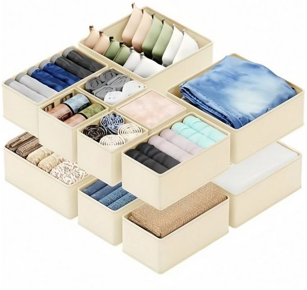 FOUORTUNATE-BEE Aufbewahrungsdose 12er Set Kleiderschrank-Organizer für Kleidung und Wäsche (12 St), Aufbewahrungsboxen für Babykleidung, Unterwäsche und Socken
