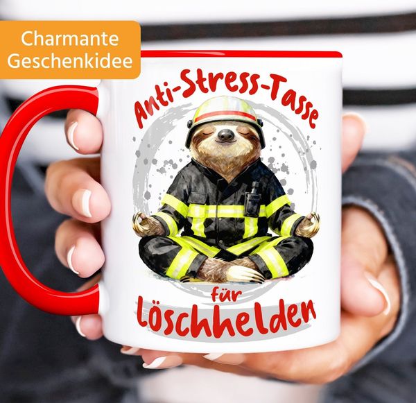 MoonWorks Tasse Kaffee-Tasse Geschenk Feuerwehrmänner Anti Stress Bürotasse Faultier, Keramik
