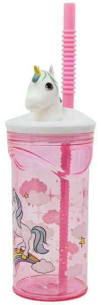 Stor Becher Kleines Einhorn Unicorn 3D Kopf Trinkbecher 360 ml, Synthetik