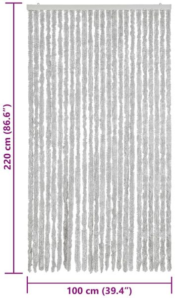 vidaXL Fliegenvorhang Grau 100x220 cm Chenille 377351 Bild 7
