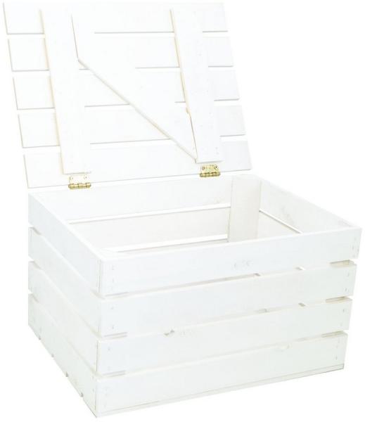 Kistenkolli Altes Land Allzweckkiste Holztruhe weiss mit Deckel 48 x 36 x 30cm (Spar-Set, 1er Set)