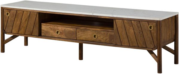 TV-Board Mango 180x45x50 braun geölt / echter Marmor LOS ANGELES #03