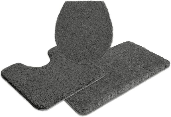 OTTO home Badematte Sanremo, Badvorleger, Badezimmer Teppich, sehr weich, Höhe 30 mm, rutschhemmend beschichtet, schnell trocknend, fußbodenheizungsgeeignet, Polyester, rechteckig, 3-tlg. Stand-WC Set, Badteppich, unifarben, rechteckig, rund & als 3-tl...
