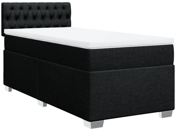 vidaXL Boxspringbett mit Matratze Schwarz 100x200 cm Stoff 3285808