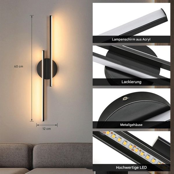 Riserva LED Wandleuchte Energiesparende Wandleuchte,schlichten Stil,für Schlafzimmer,Treppen, Minimalistischer Stil, einfache Installation, augenschonendes Design