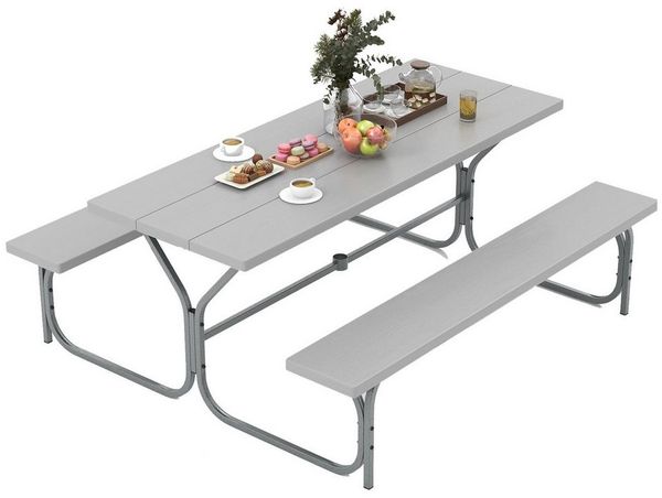 KOMFOTTEU Gartentisch, Picknicktisch Set, für 6-8 Personen