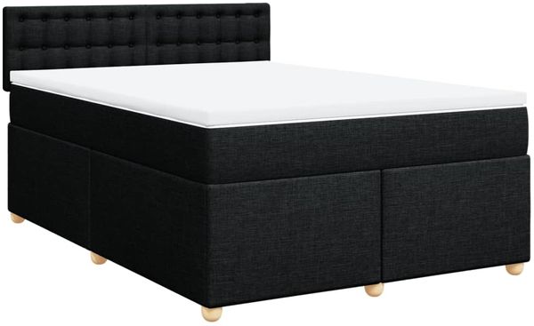vidaXL Boxspringbett mit Matratze Schwarz 160x200 cm Stoff 3289047 Bild 3