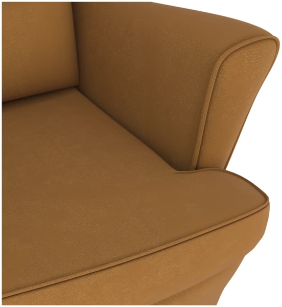 vidaXL Schaukelstuhl Ohrensessel Braun Samt und Massivholz 329371 Bild 5