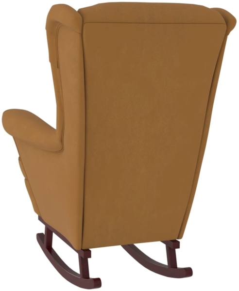 vidaXL Schaukelstuhl Ohrensessel Braun Samt und Massivholz 329371 Bild 4
