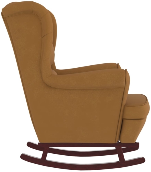 vidaXL Schaukelstuhl Ohrensessel Braun Samt und Massivholz 329371 Bild 3